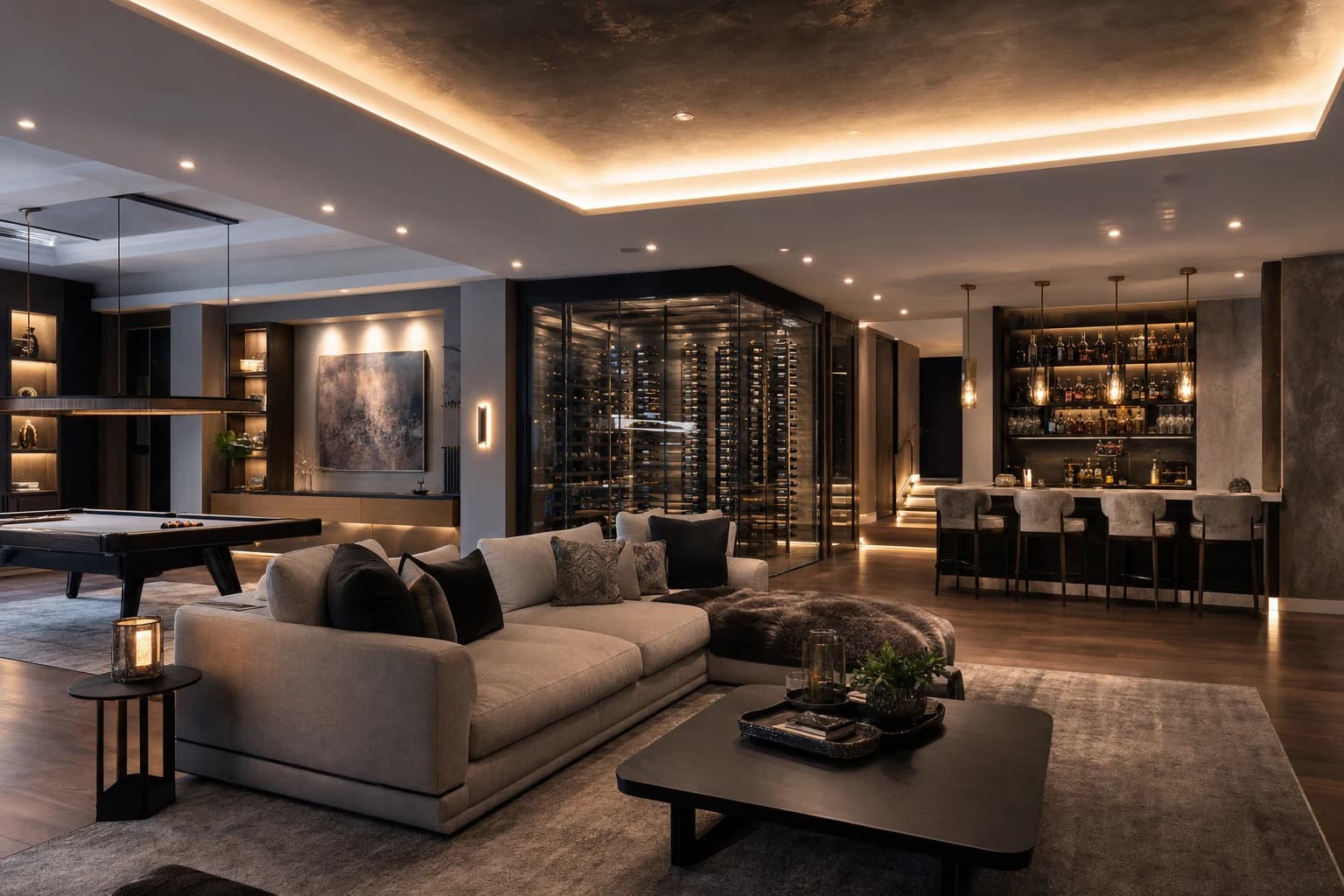 An ultra-luxury Basement Renovations in a high-end estate in Aldie, Virginia