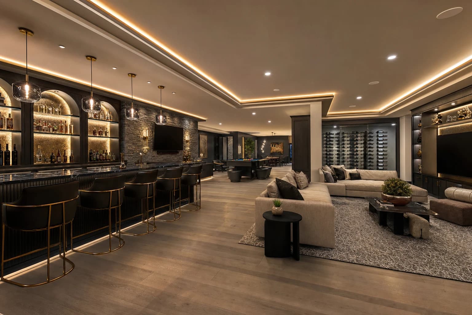 An ultra-luxury Basement Renovations in a high-end estate in Alexandria, Virginia