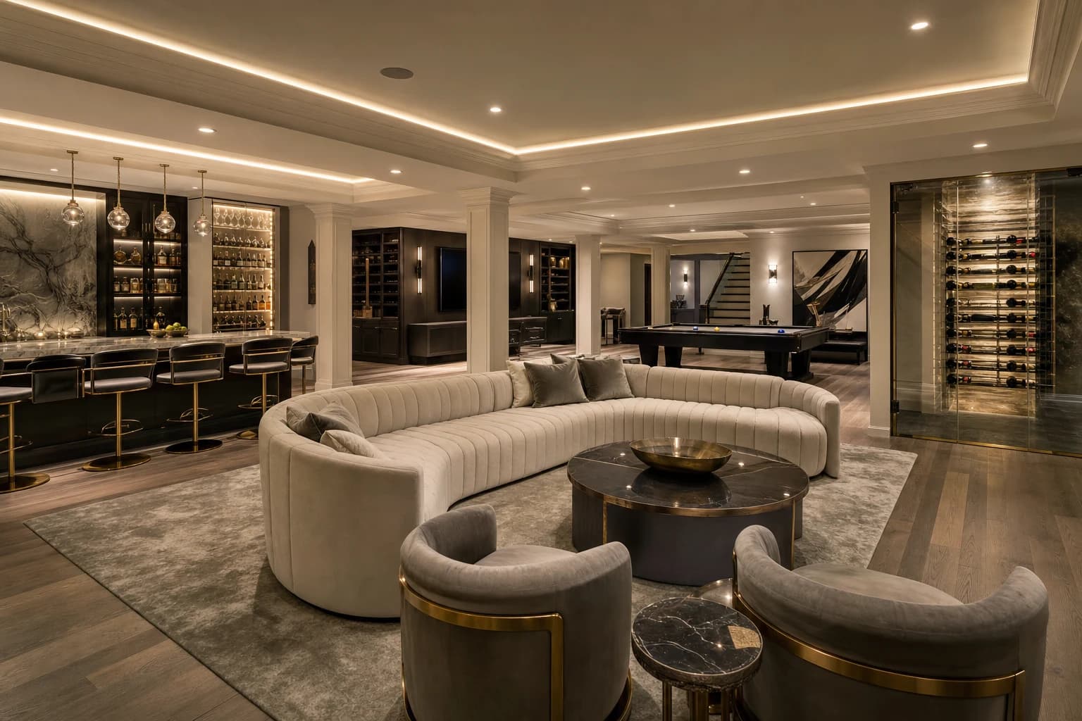 An ultra-luxury Basement Renovations in a high-end estate in Chantilly, Virginia