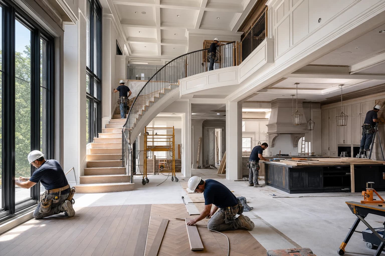 Professional construction crew executing a Full-Home Renovations on a complex luxury site in Chantilly, Virginia