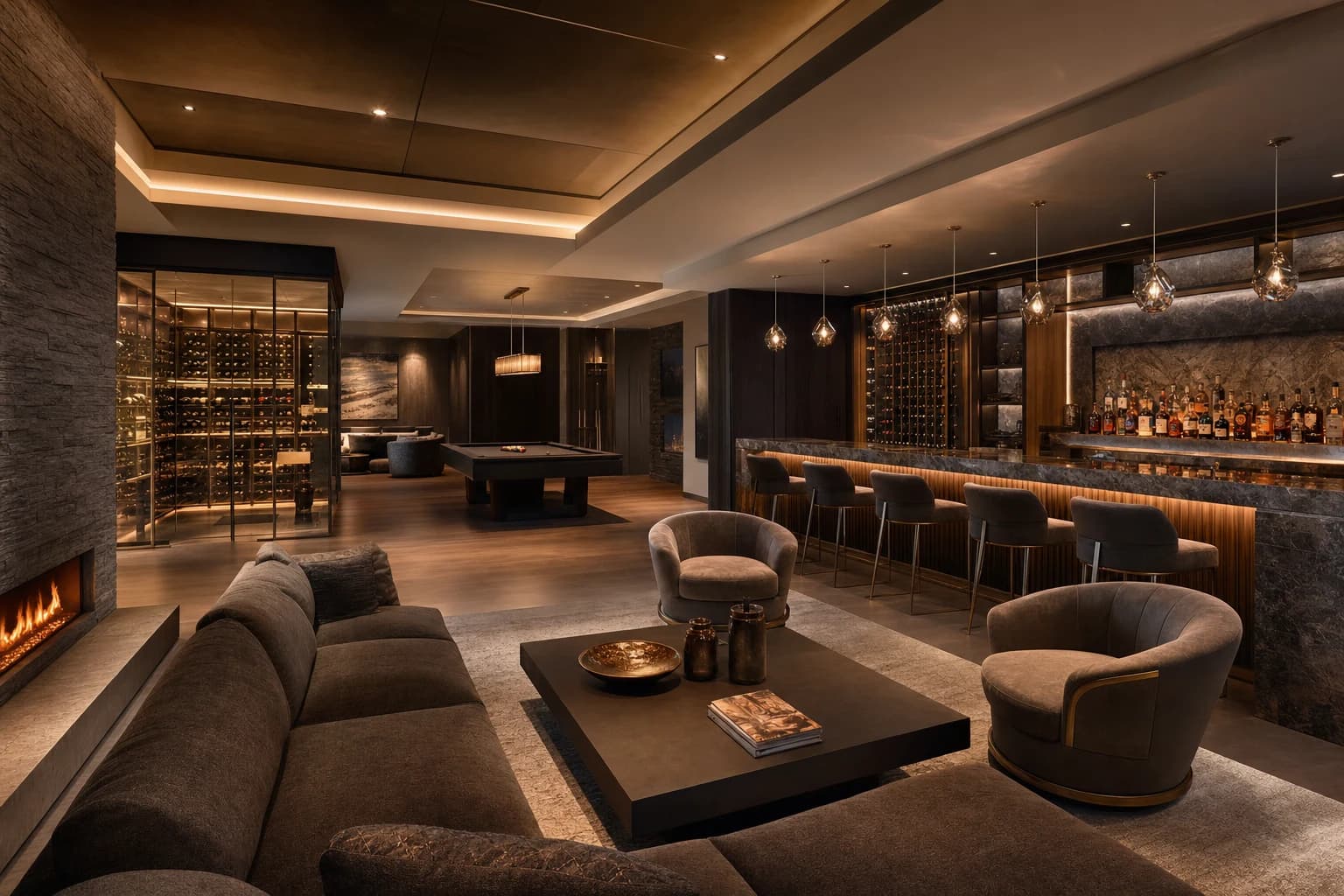 An ultra-luxury Basement Renovations in a high-end estate in Delaplane, Virginia