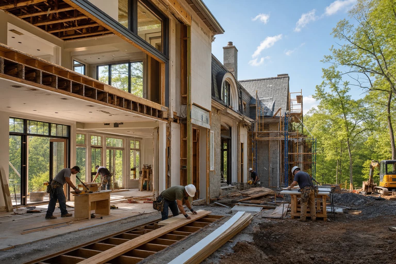 Professional construction crew executing a Full-Home Renovations on a complex luxury site in Fairfax Station, Virginia