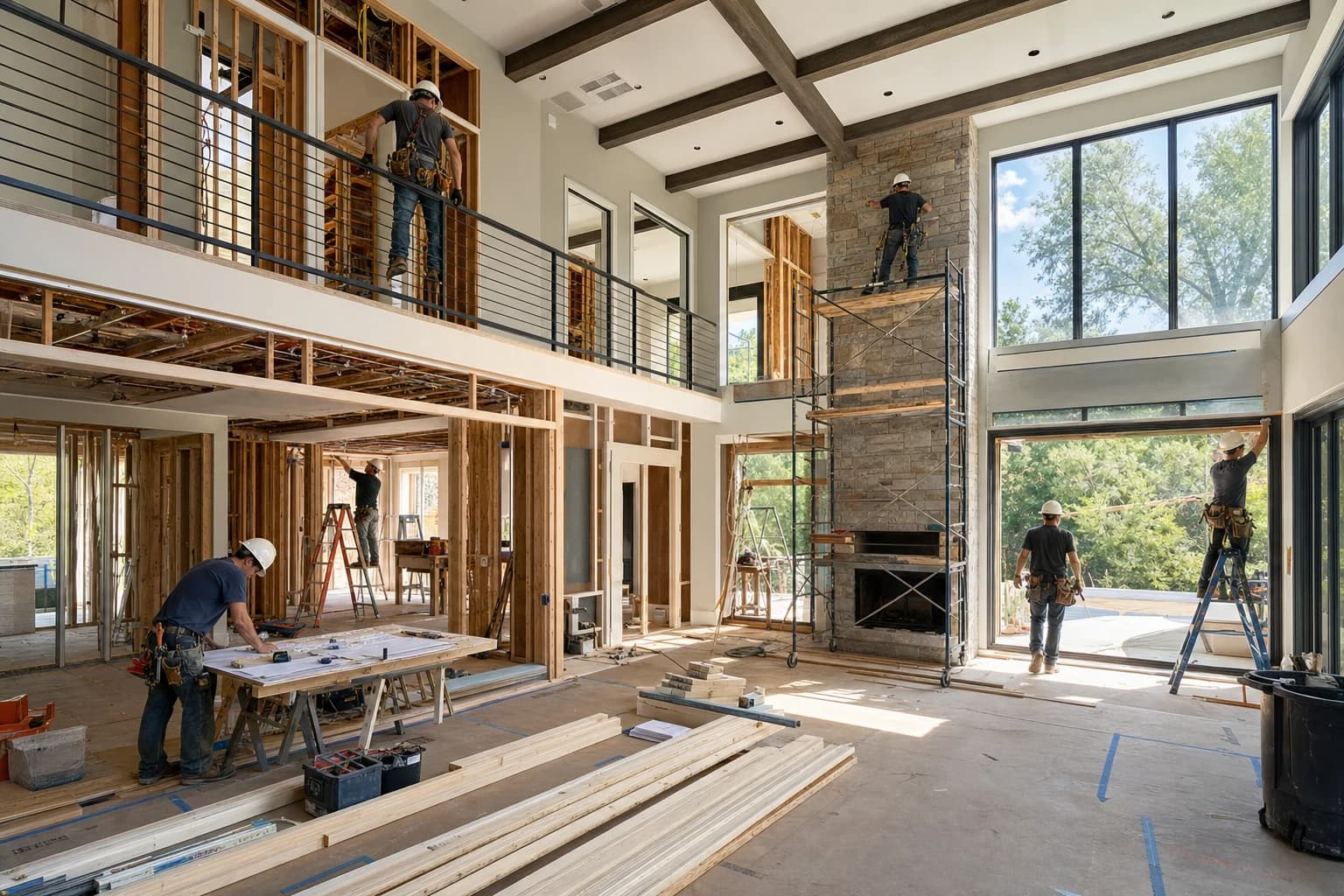 Professional construction crew executing a Full-Home Renovations on a complex luxury site in Falls Church City, Virginia