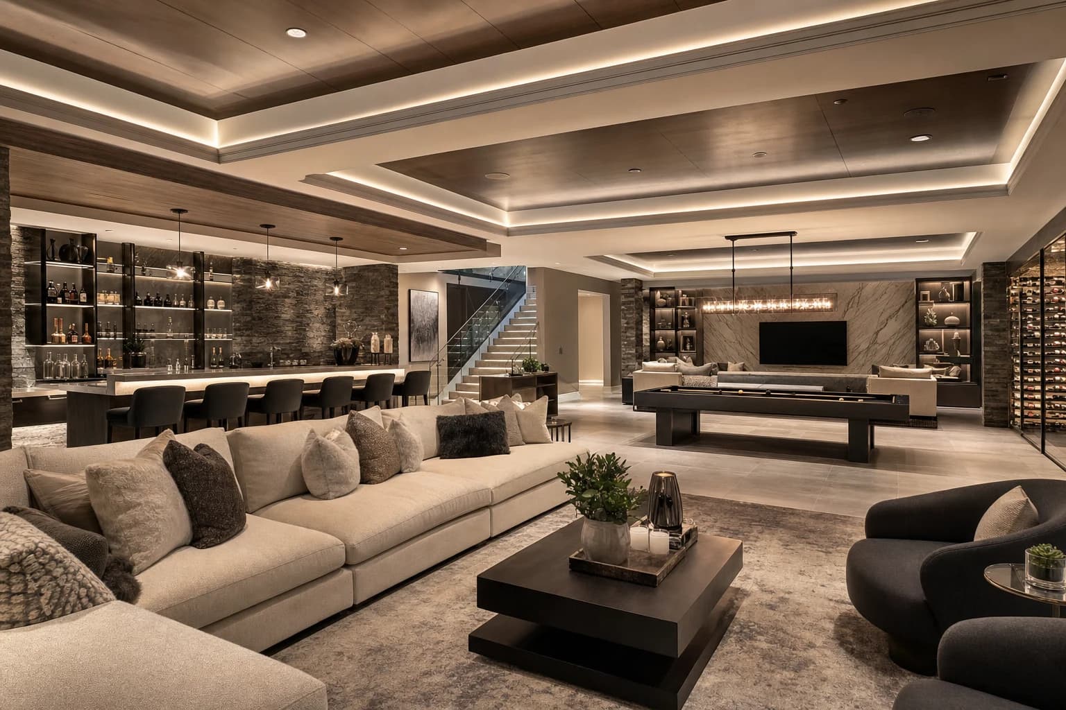 An ultra-luxury Basement Renovations in a high-end estate in Fredericksburg, Virginia
