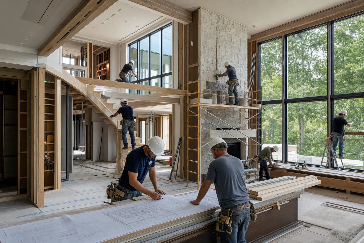 Professional construction crew executing a Full-Home Renovations on a complex luxury site in Gainesville, Virginia
