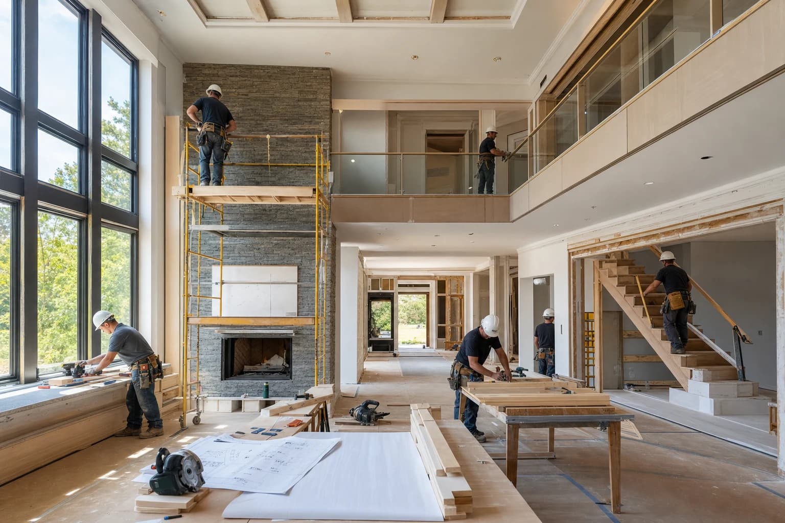 Professional construction crew executing a Full-Home Renovations on a complex luxury site in Great Falls, Virginia