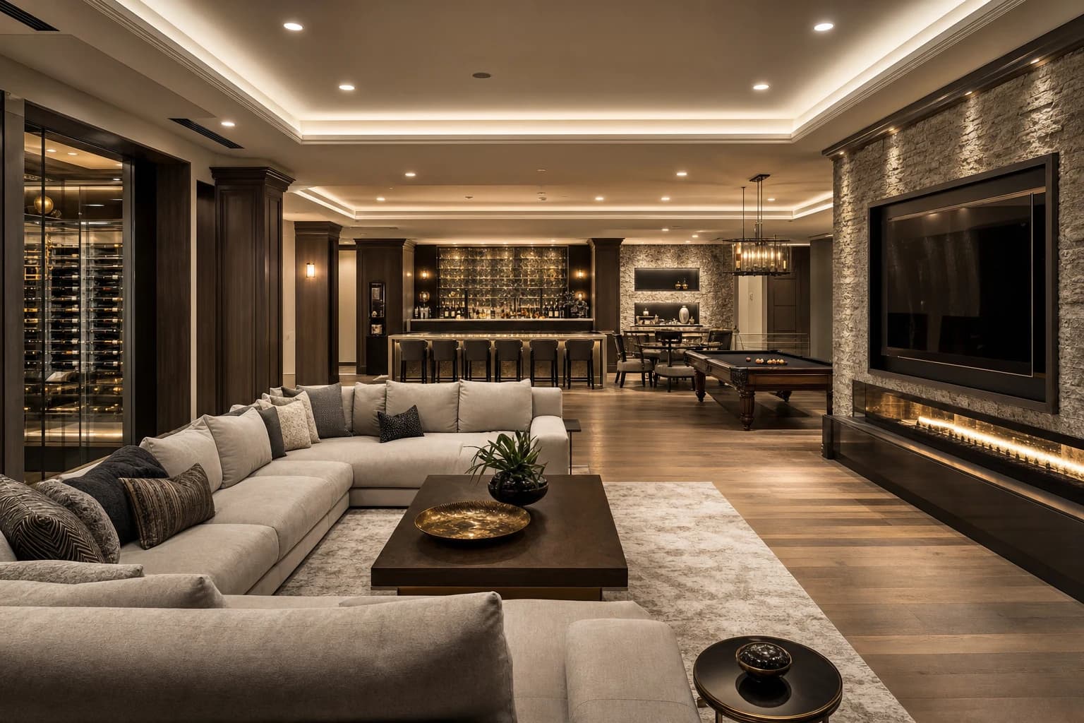 An ultra-luxury Basement Renovations in a high-end estate in Haymarket, Virginia