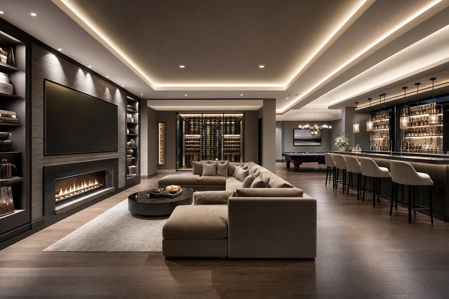 An ultra-luxury Basement Renovations in a high-end estate in Leesburg, Virginia