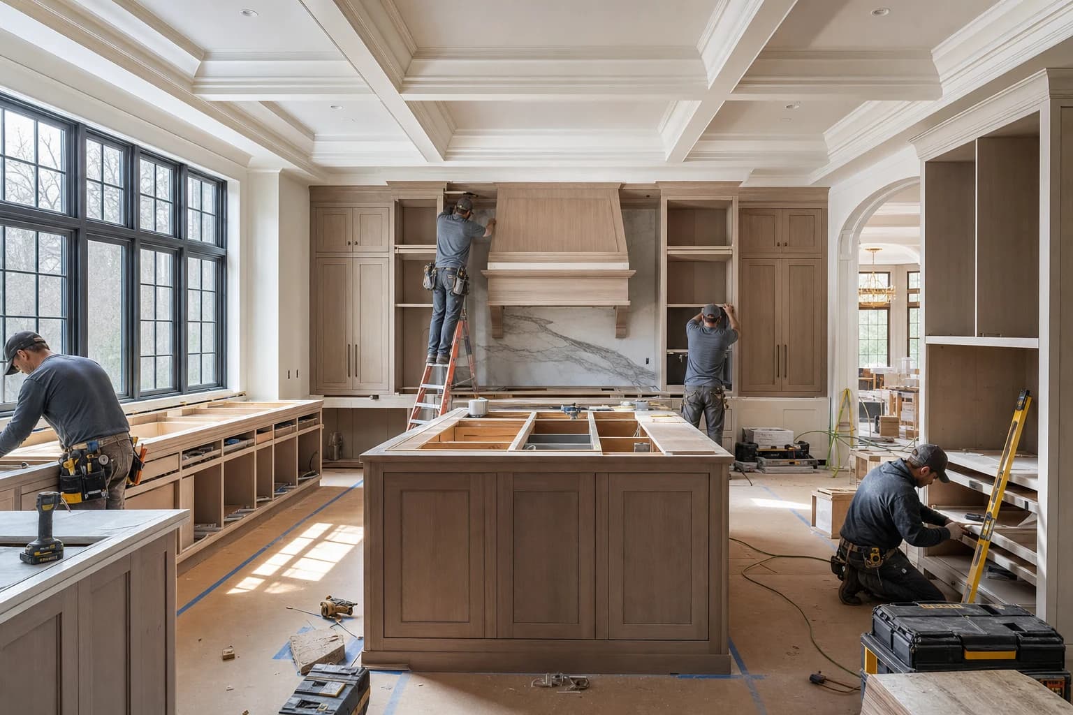 Professional construction crew executing a Kitchen Remodeling on a complex luxury site in McLean, Virginia