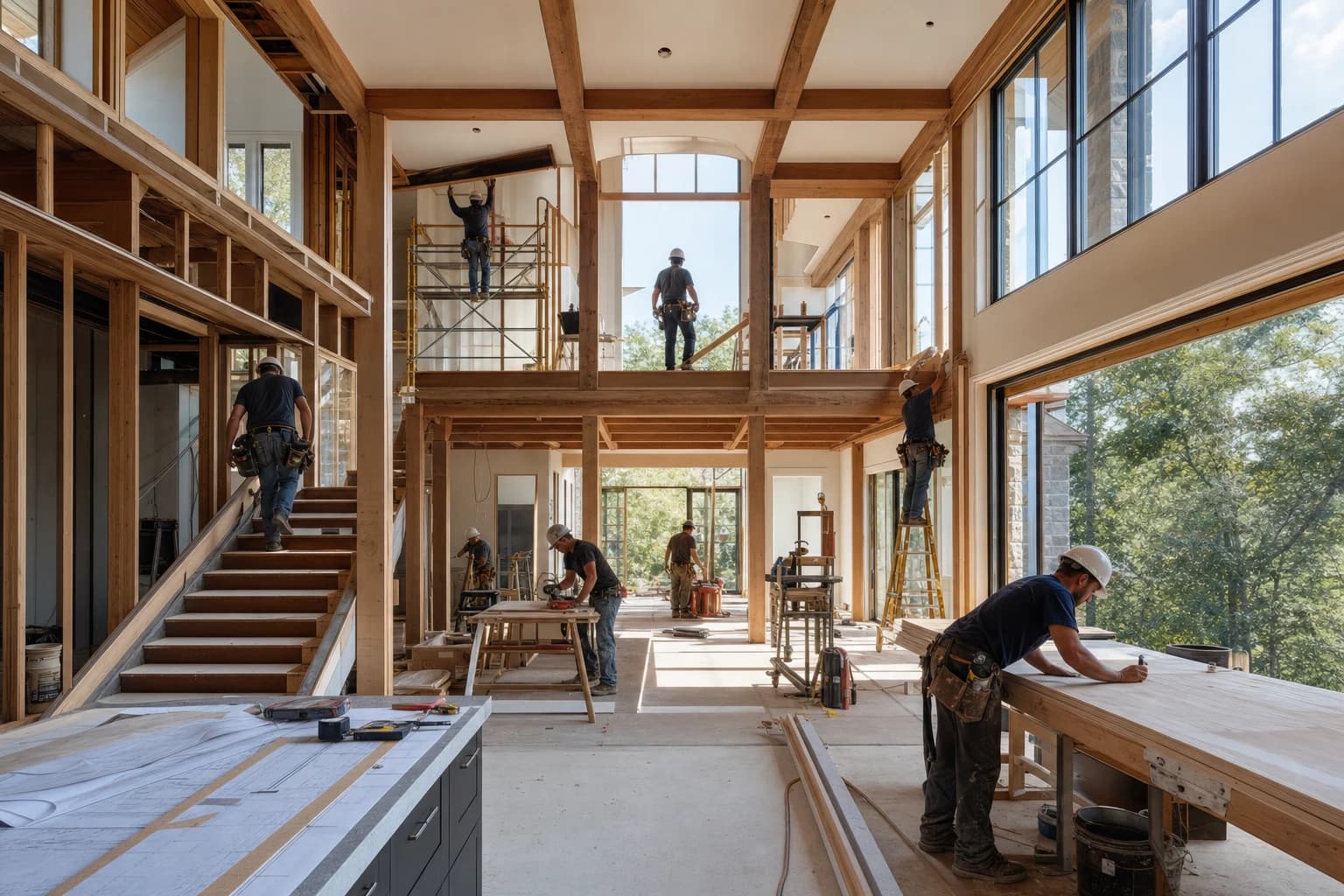 Professional construction crew executing a Full-Home Renovations on a complex luxury site in Mount Vernon, Virginia