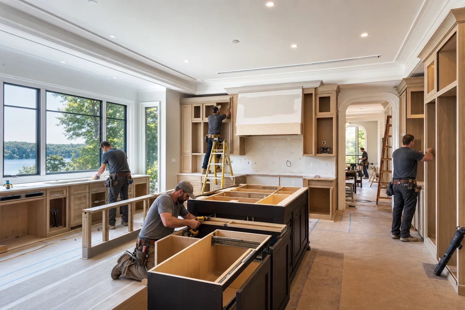 Professional construction crew executing a Kitchen Remodeling on a complex luxury site in Mount Vernon, Virginia