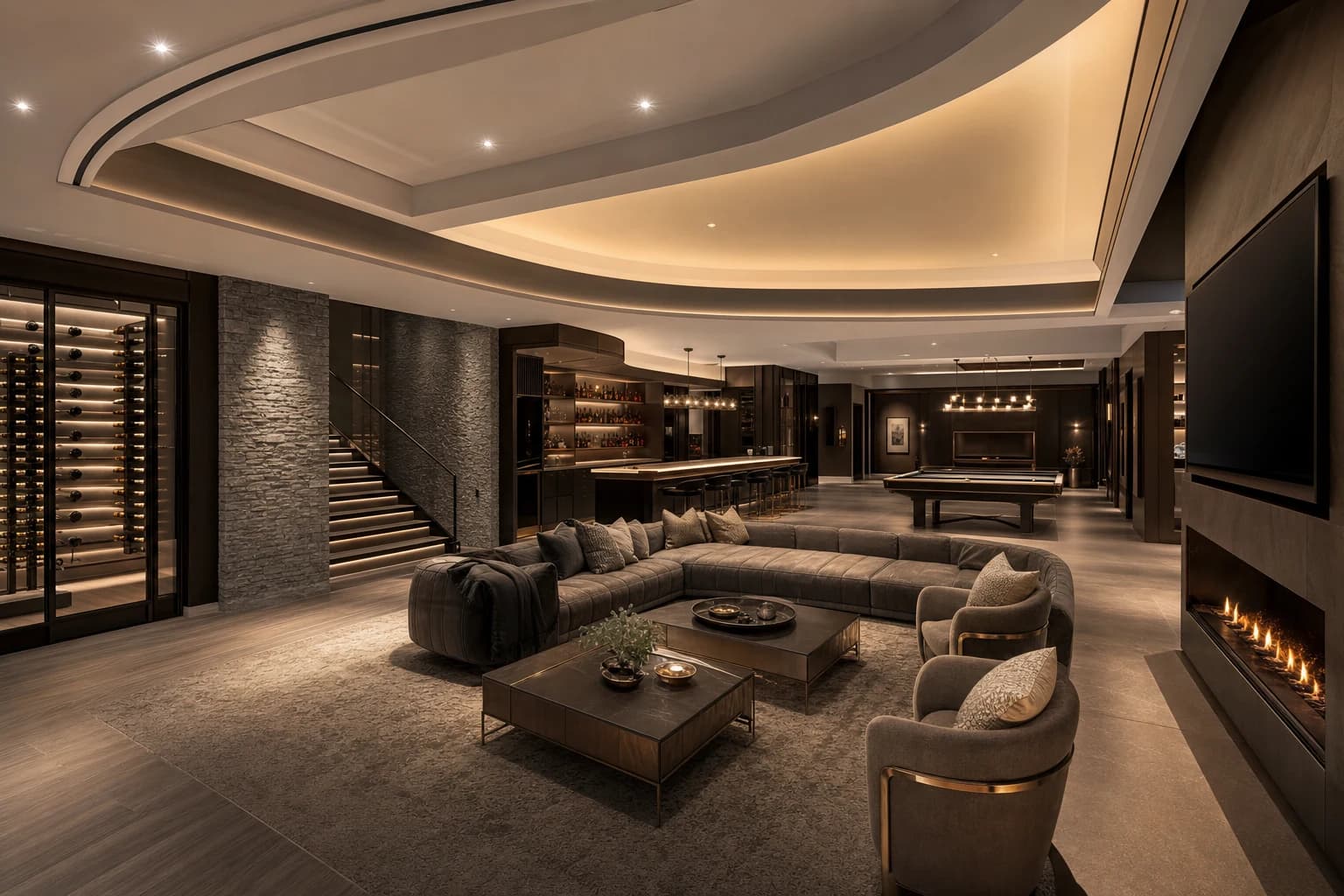 An ultra-luxury Basement Renovations in a high-end estate in North Arlington, Virginia