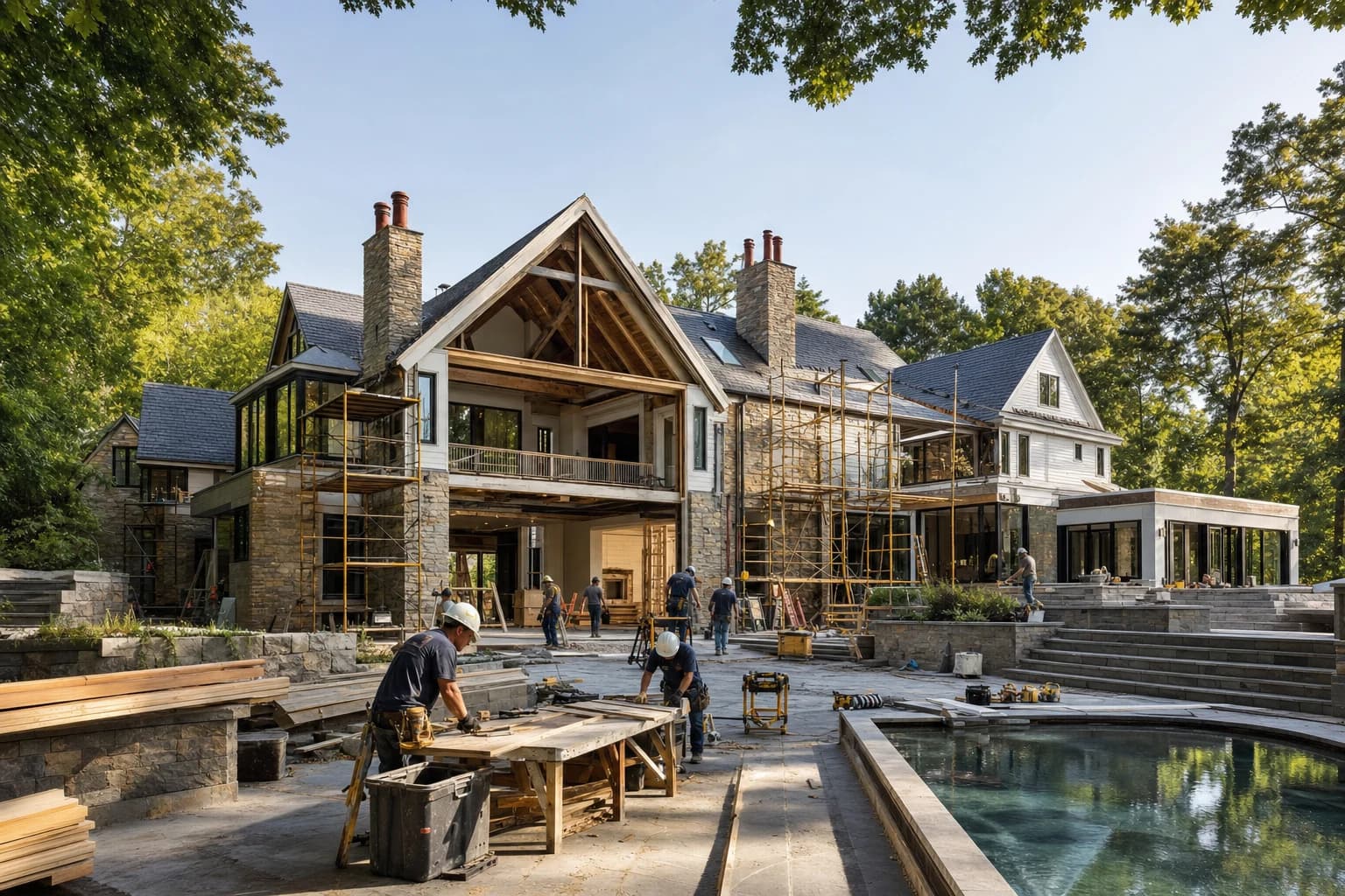 Professional construction crew executing a Full-Home Renovations on a complex luxury site in Oakton, Virginia