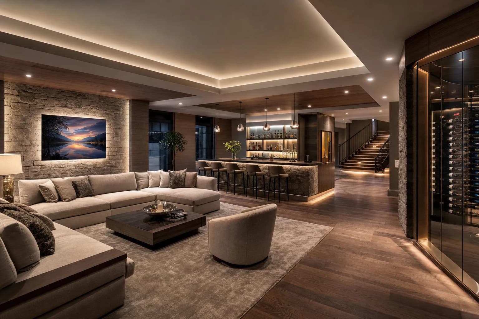 An ultra-luxury Basement Renovations in a high-end estate in Purcellville, Virginia