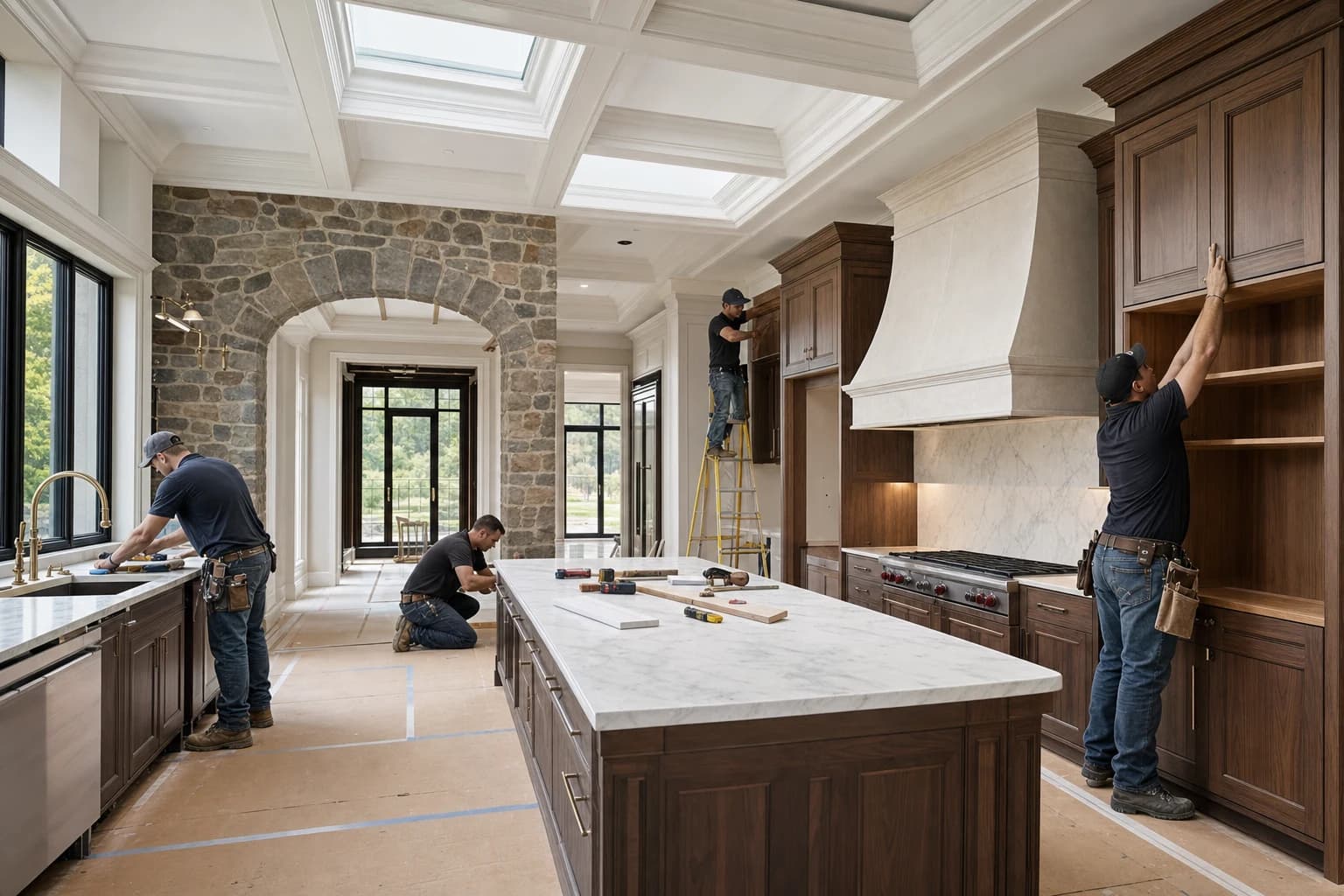 Professional construction crew executing a Kitchen Remodeling on a complex luxury site in Purcellville, Virginia