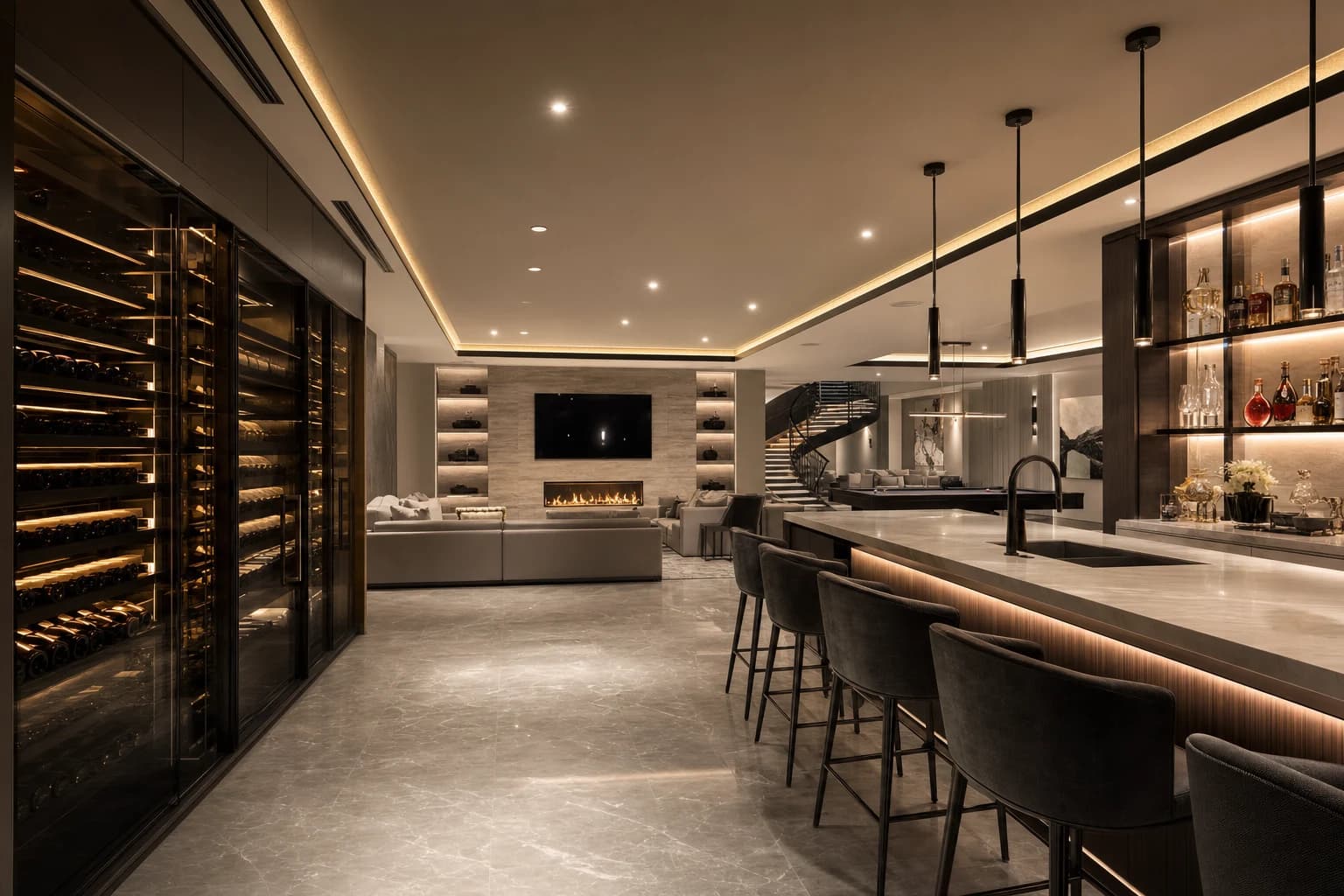 An ultra-luxury Basement Renovations in a high-end estate in Reston, Virginia