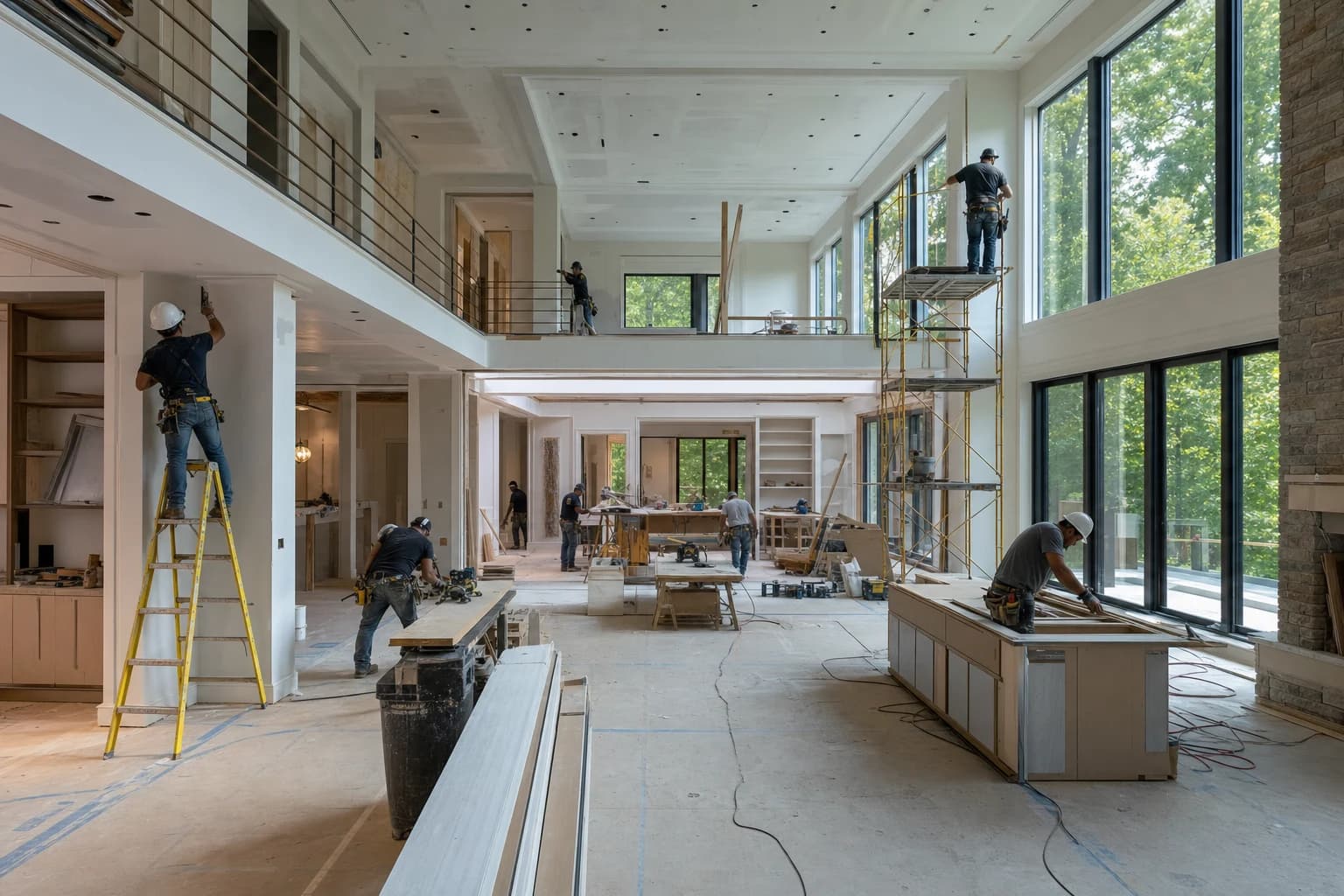 Professional construction crew executing a Full-Home Renovations on a complex luxury site in Reston, Virginia
