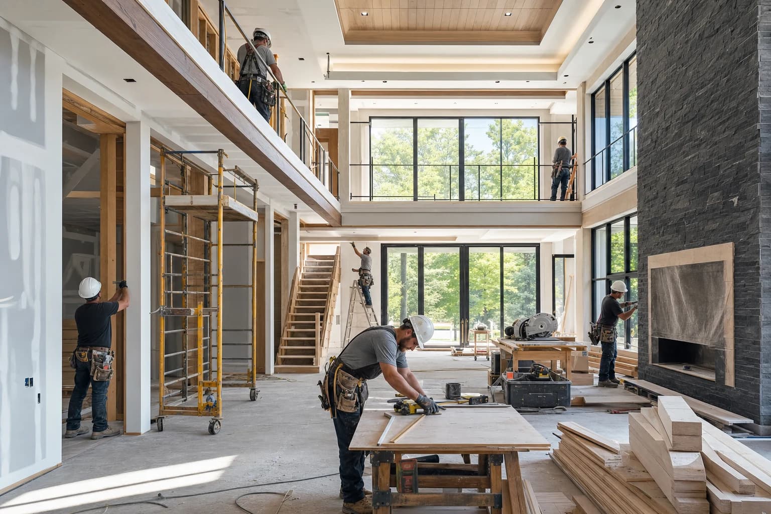Professional construction crew executing a Full-Home Renovations on a complex luxury site in Stafford, Virginia