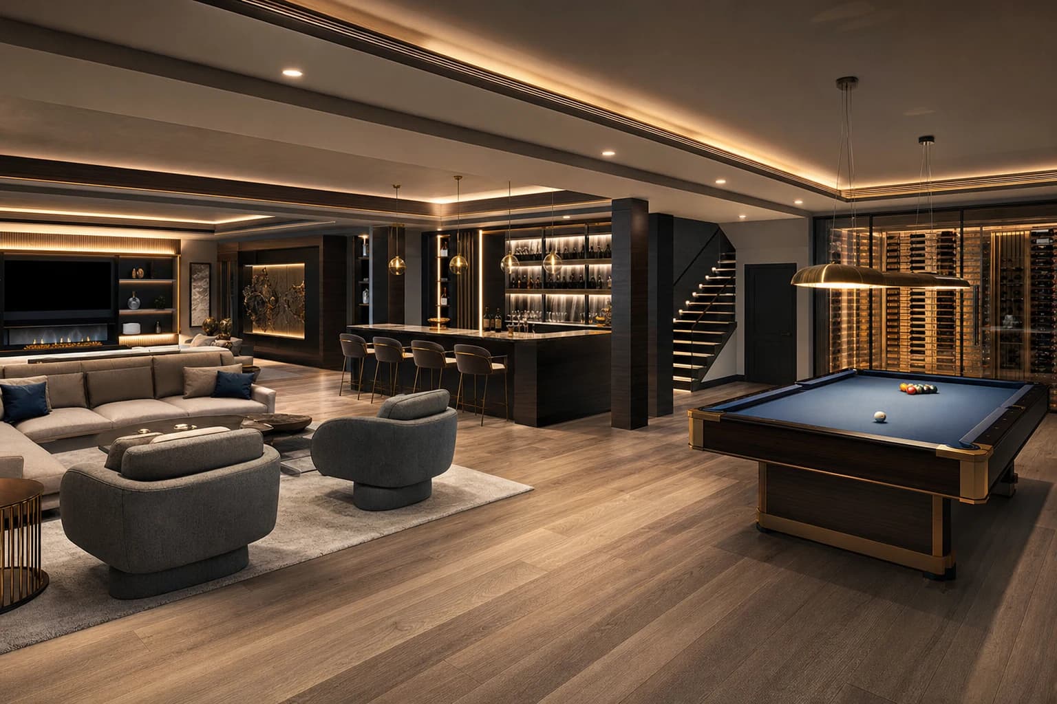 An ultra-luxury Basement Renovations in a high-end estate in The Plains, Virginia