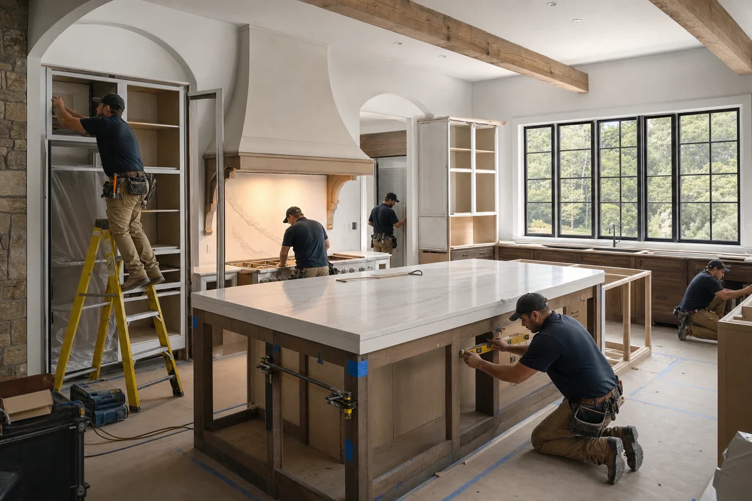 Professional construction crew executing a Kitchen Remodeling on a complex luxury site in The Plains, Virginia