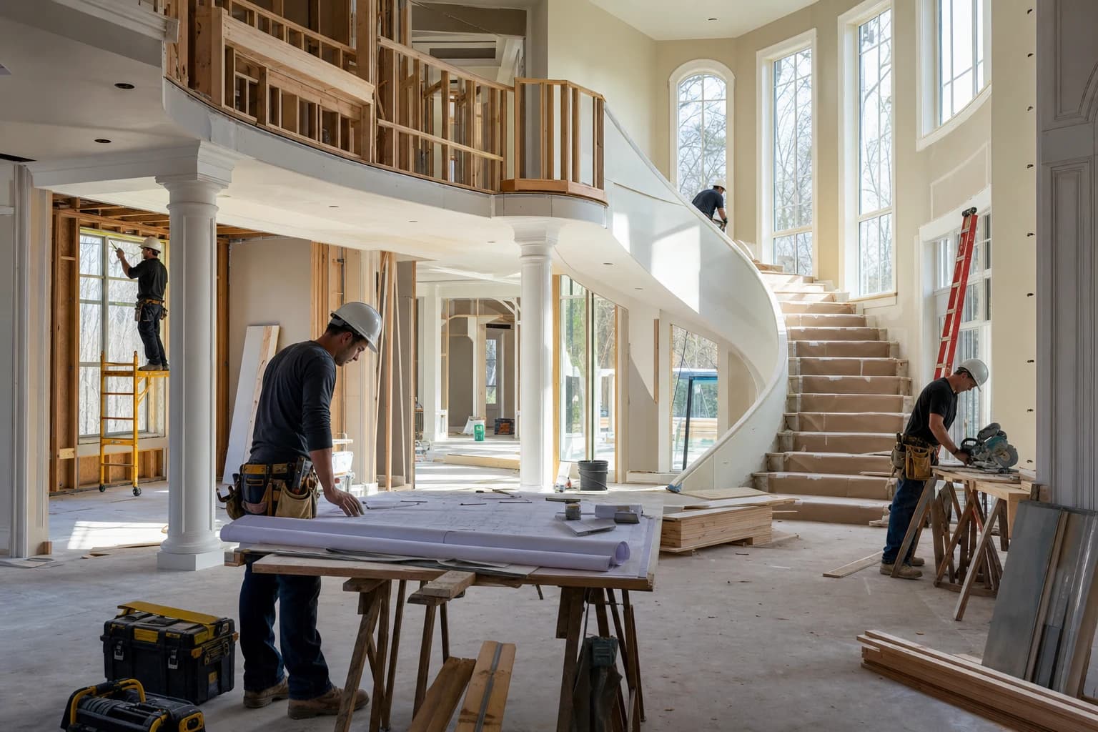 Professional construction crew executing a Full-Home Renovations on a complex luxury site in Vienna, Virginia