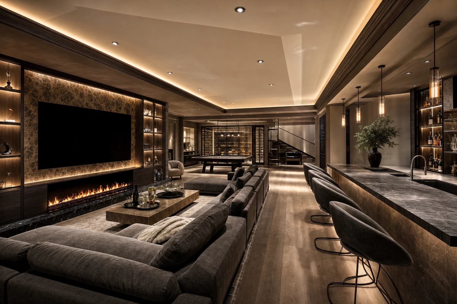 An ultra-luxury Basement Renovations in a high-end estate in Winchester, Virginia