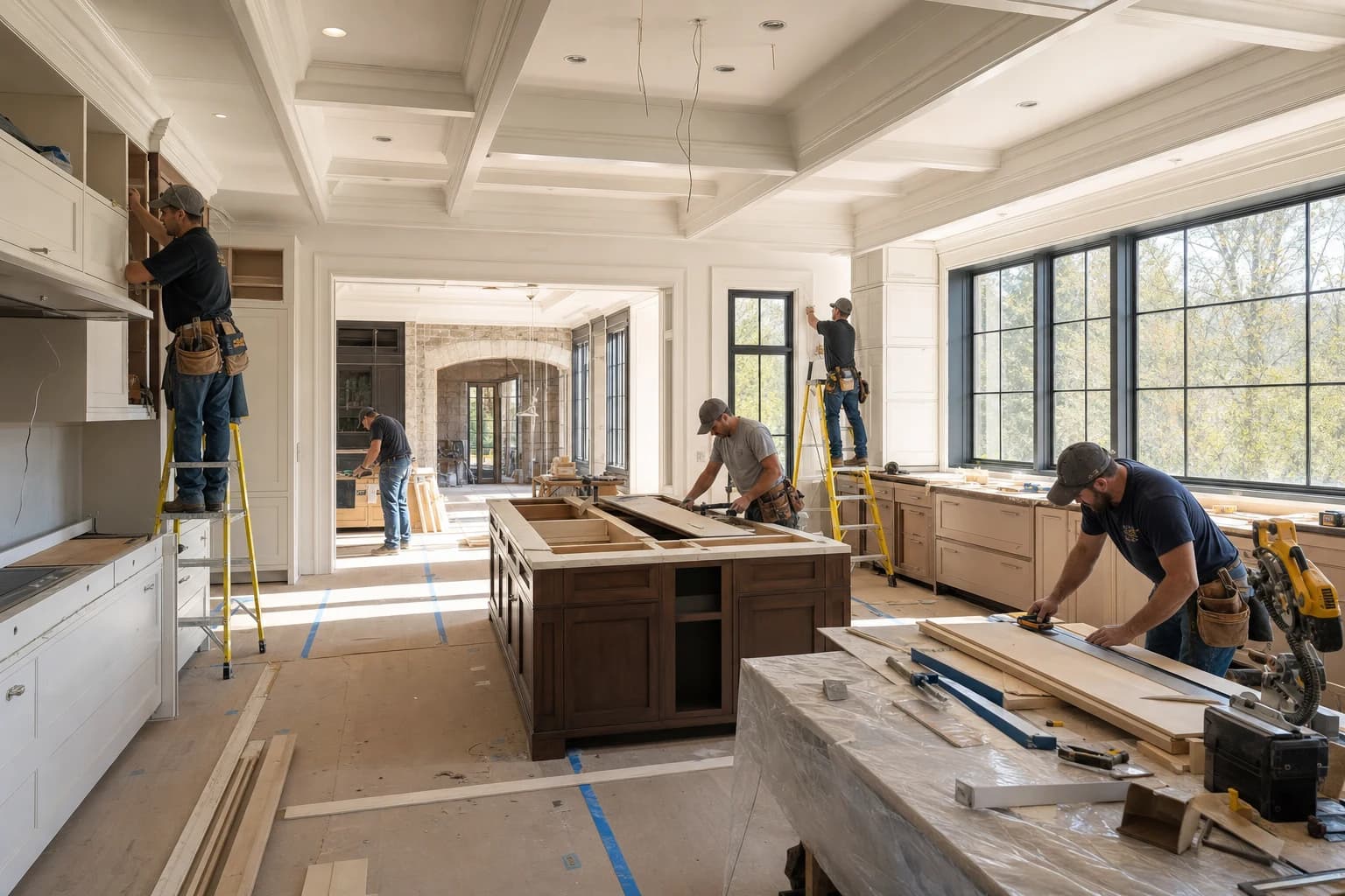 Professional construction crew executing a Kitchen Remodeling on a complex luxury site in Winchester, Virginia