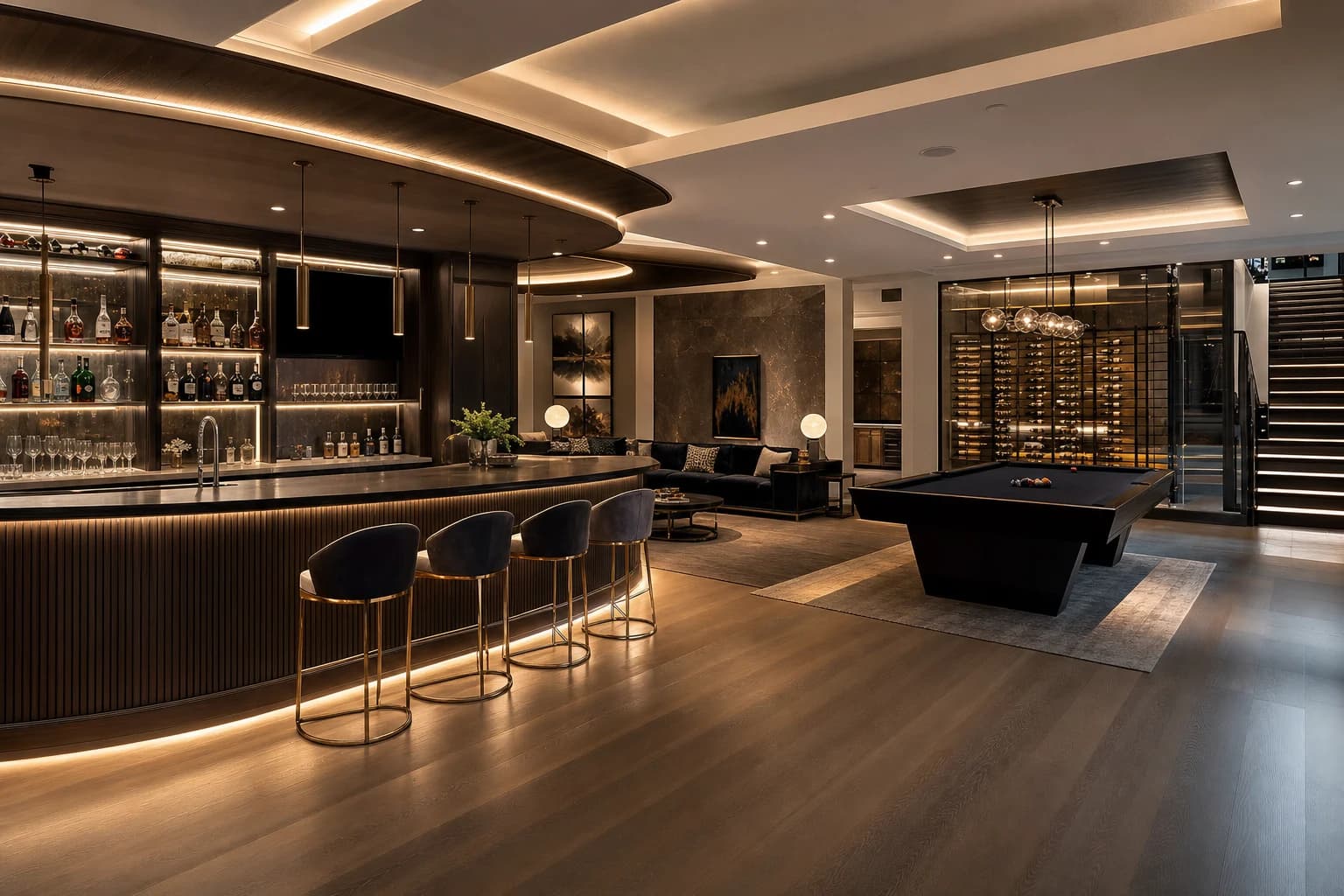 An ultra-luxury Basement Renovations in a high-end estate in Woodbridge, Virginia