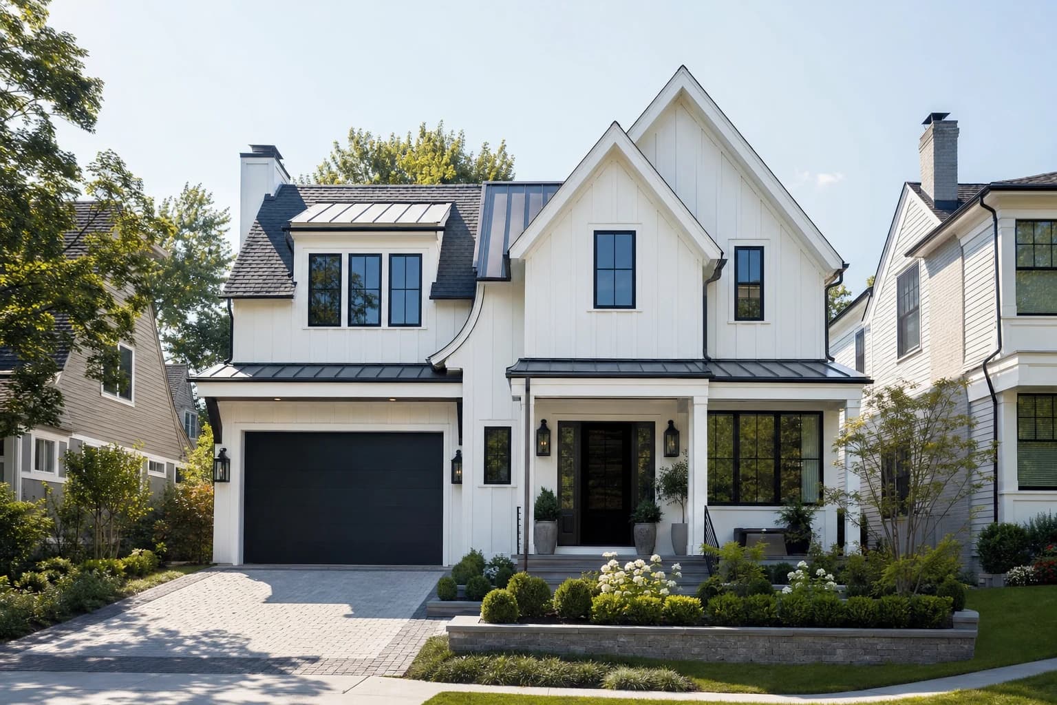Luxury modern farmhouse estate custom built on a tight quarter-acre lot in downtown Vienna, Virginia