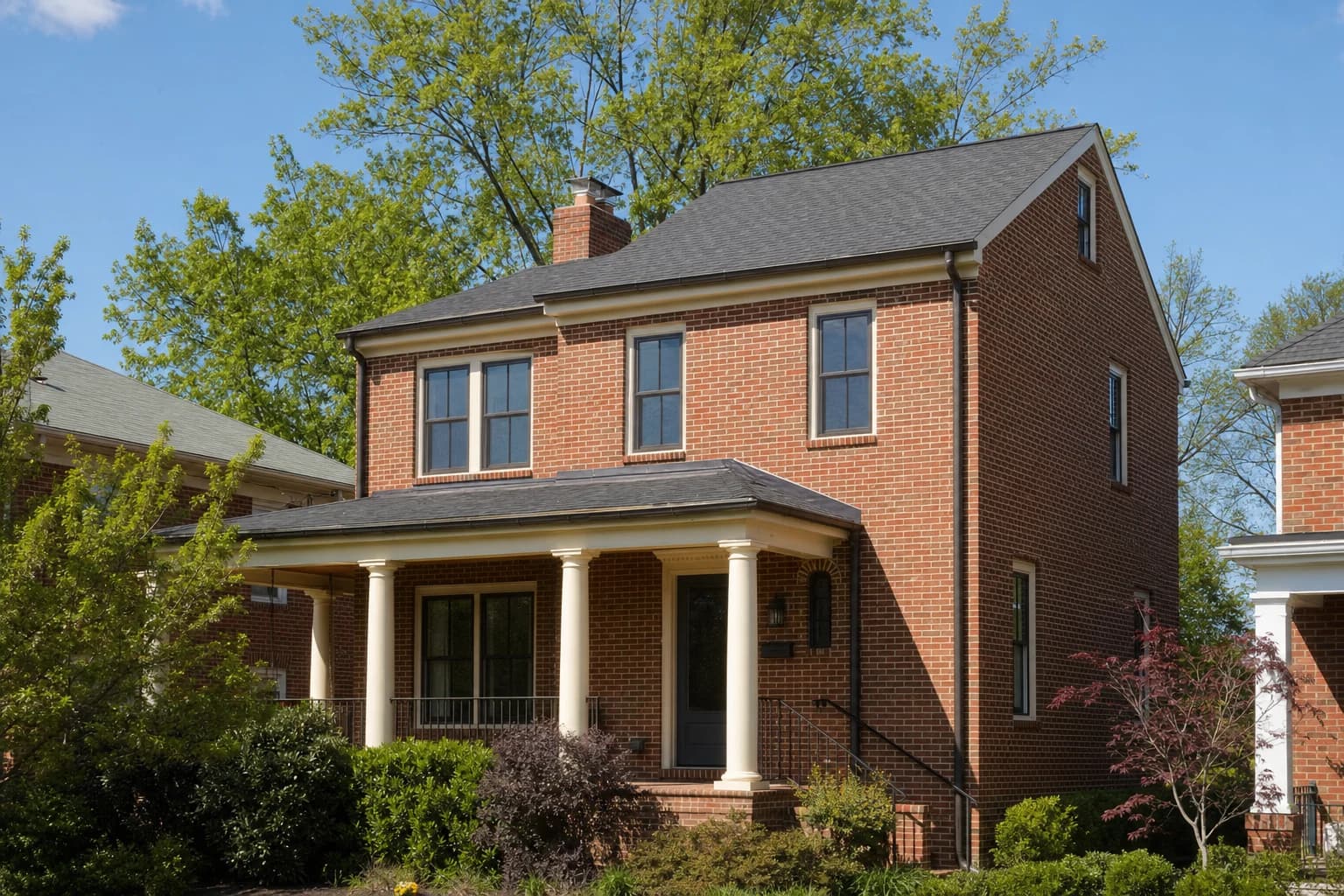 Seamless second-story architectural addition on a historic brick home in Vienna, Virginia