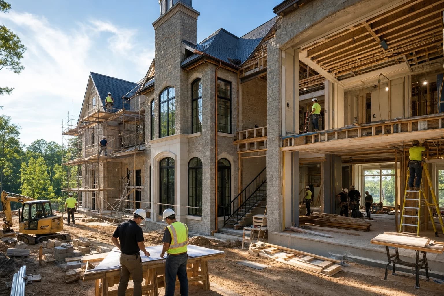 Professional construction crew executing a Full-Home Renovations on a complex luxury site in Aldie, Virginia