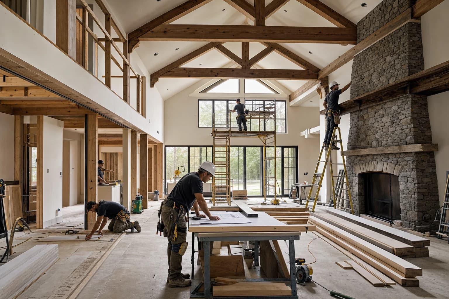 Professional construction crew executing a Full-Home Renovations on a complex luxury site in Fredericksburg, Virginia