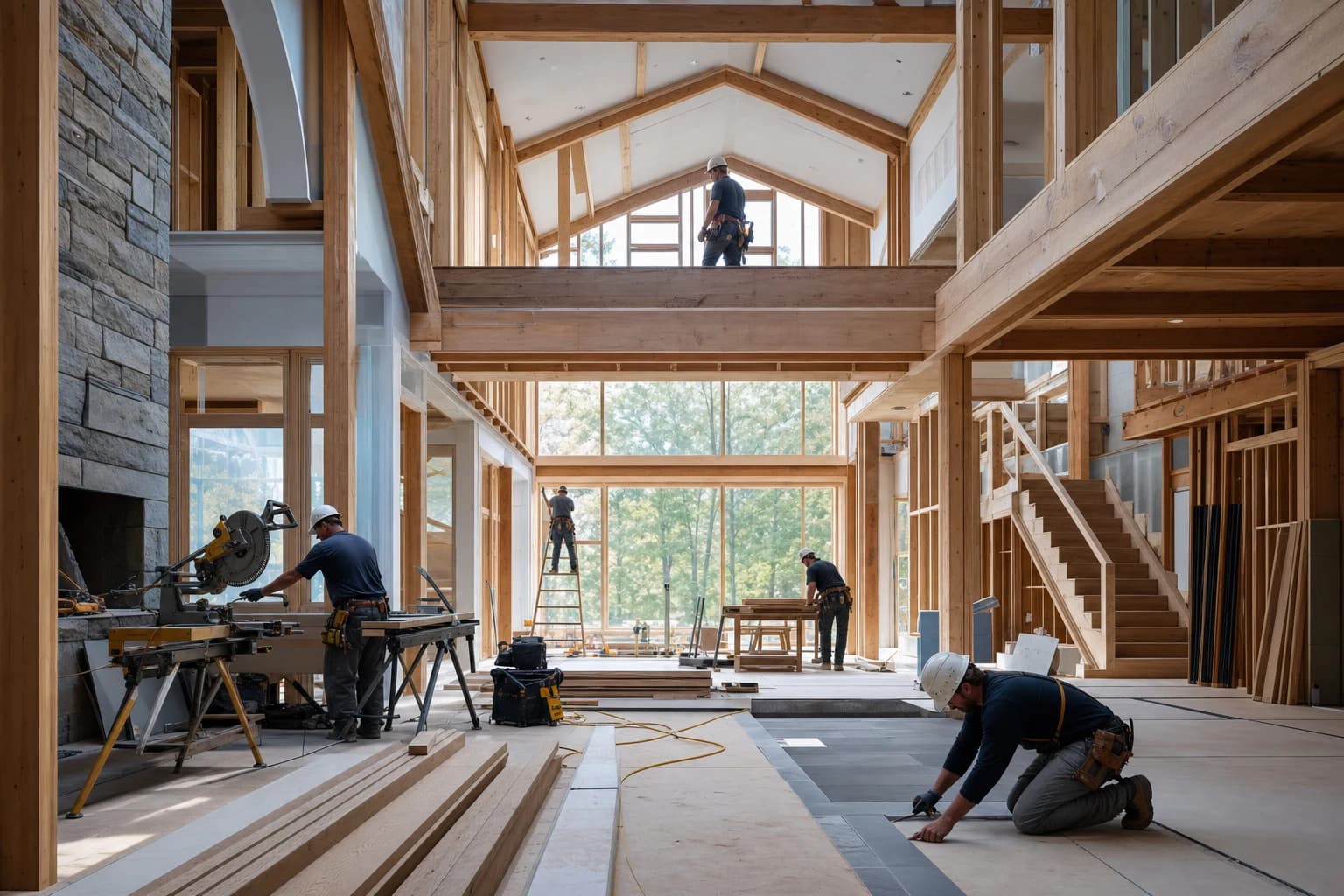 Professional construction crew executing a Full-Home Renovations on a complex luxury site in Winchester, Virginia