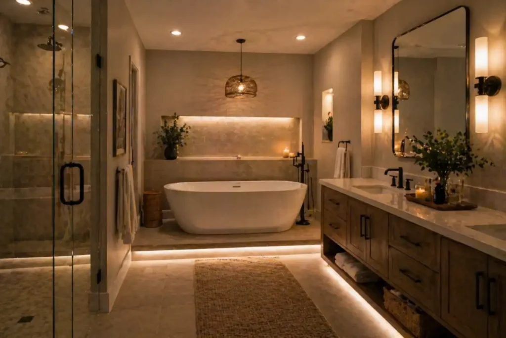 Layered Spa Lighting for bathrooms